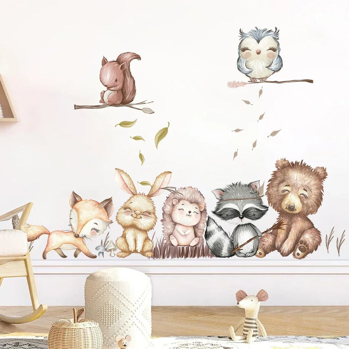 Adorable Cartoon Animal Wall Sticker For Kids Room Decor