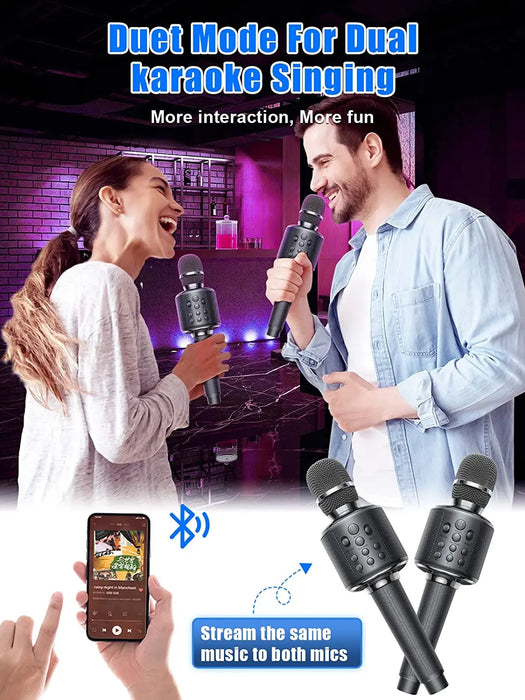 Portable Karaoke Mic Wireless Singing Machine With Duet Record Play Reverb