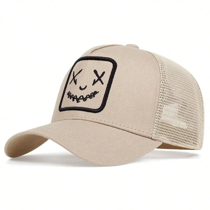 Ghost Face Embroidered Baseball Cap Adjustable Sun Hat For Spring / Summer