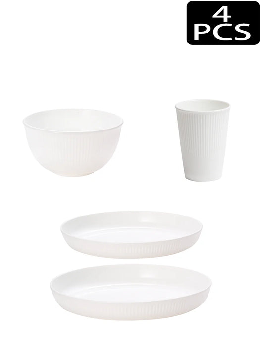 4 / 8 / 16 / 32 Piece Eco Friendly Reusable Plastic Cutlery Set For Parties Christmas Wheat Bowls & Dessert Plates