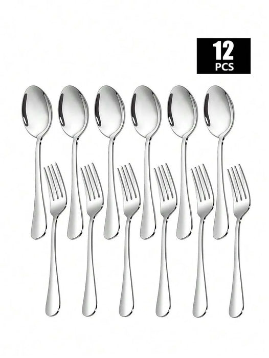 2 / 8 / 12 / 24 Piece Stainless Steel Fork & Spoon Set For Home Restaurant Wedding Party Kitchen