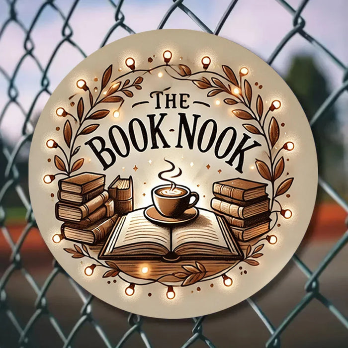 Waterproof 1Pc Book Nook Themed Aluminum Wall Art 8X8 Inch Inches