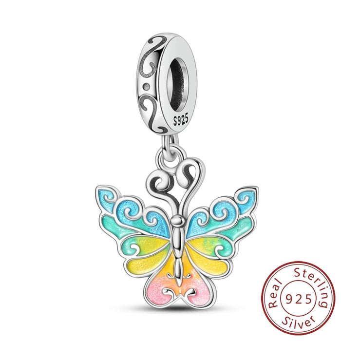 925 Sterling Silver Butterfly Pendant Fits Bracelet Diy Gift For Women