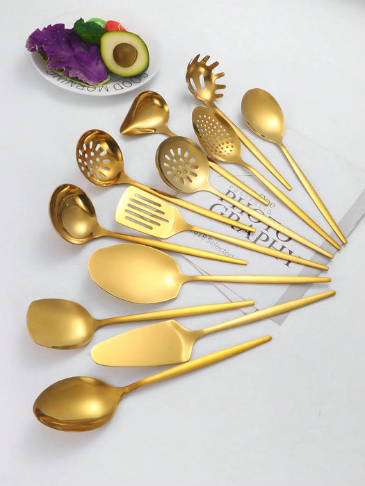 12 Piece Stainless Steel Tableware Set For Hotel Restaurant And Buffet Use