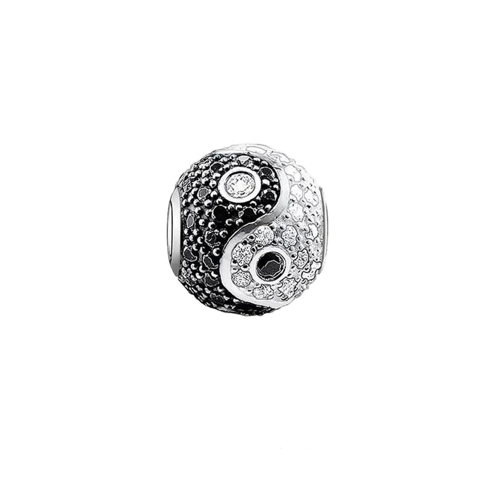 925 Sterling Silver Micro Pave Yin Yang Bead Charm Real For Diy Jewelry Making Fits European Bracelets Gift For Men And Women
