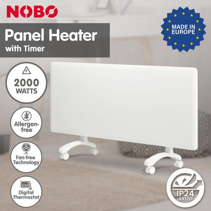 2000W T2-Ntl4T20 Electric Panel Heater With Timer Tilt Switch Silent Operation & Allergy-F