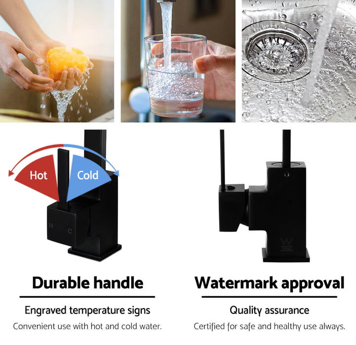 Kitchen Mixer Tap Mixer Square Sink Faucet Basin Laundry Black