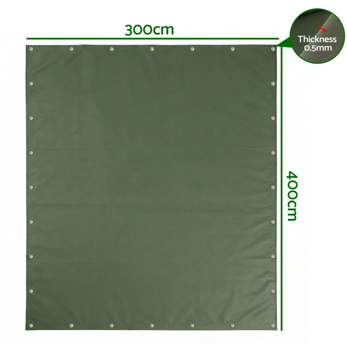 3X4M Tarp Tarpaulin 600Gsm Camping Canvas Heavy Duty Water Resistant