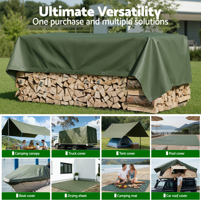 3X4M Tarp Tarpaulin 600Gsm Camping Canvas Heavy Duty Water Resistant