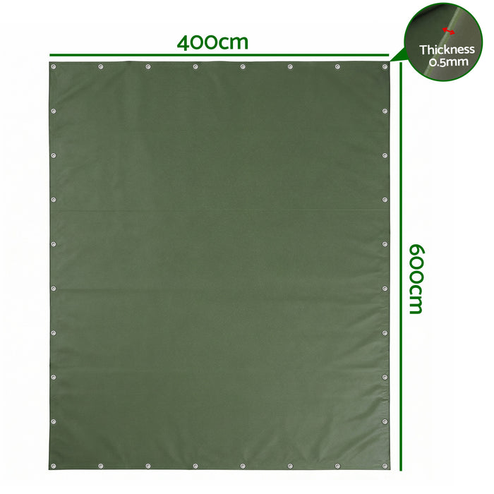 4X6M Tarp Tarpaulin 600Gsm Camping Canvas Heavy Duty Water Resistant