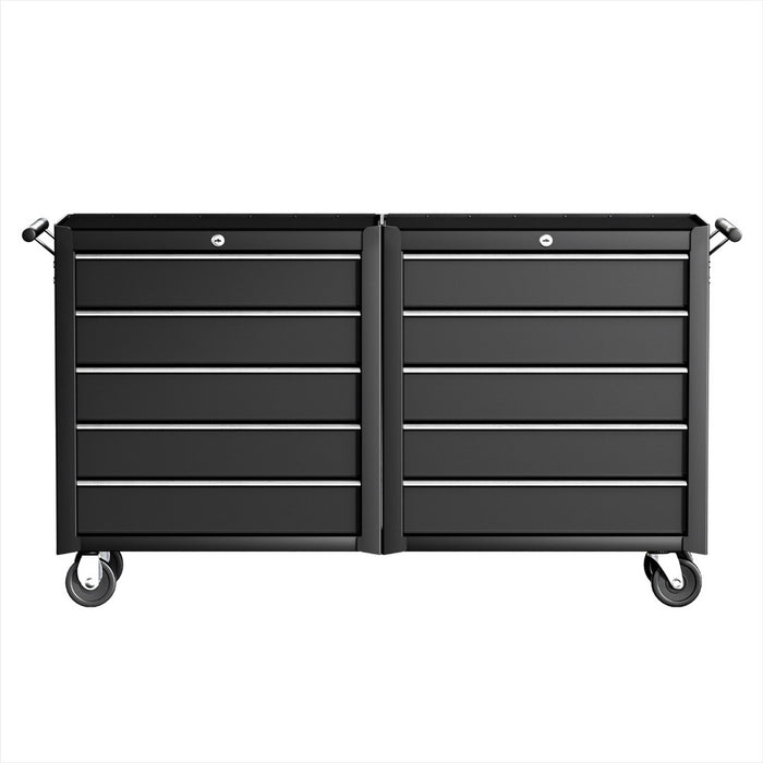 Tool Chest Trolley 10 Drawers Toolbox Storage Black