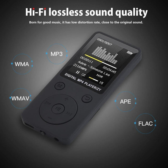 Portable Mp4 Music Player With Fm Radio & Recording Black