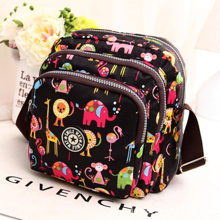 Waterproof Nylon Multilayer Crossbody Bag For Women