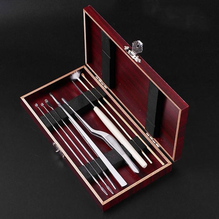 8 Piece Wooden Ear Pick Set