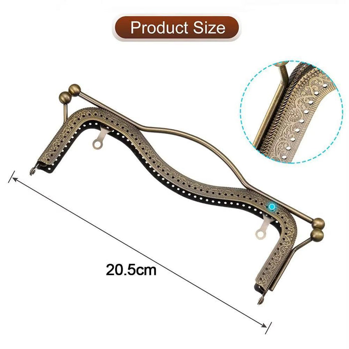 20.5Cm Embossed Lip Handle Luggage Hardware Concave Waist Light Gold