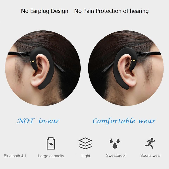 Et Bluetooth Earphone Wireless Handsfree Ear Hook Waterproof Noise Cancelling Earphone With Mic For Android Iphone