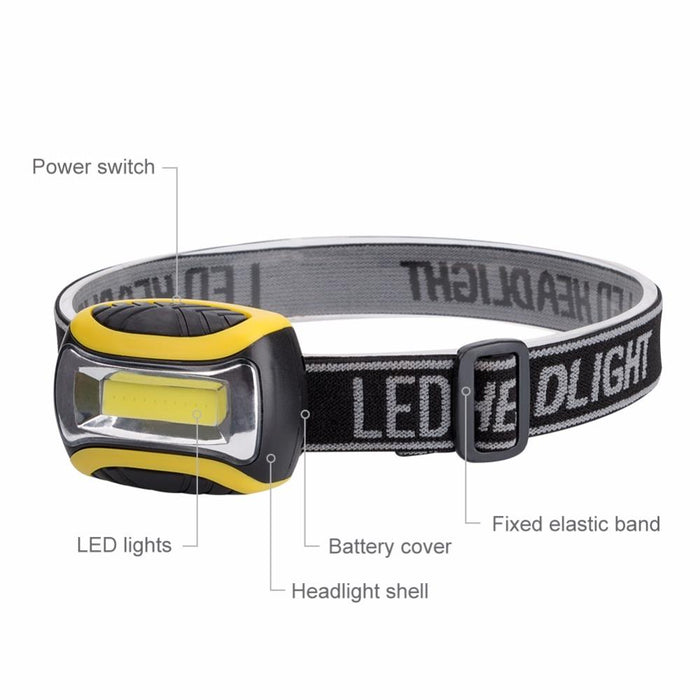 Cob Led Headlamp Flashlight 3 Modes