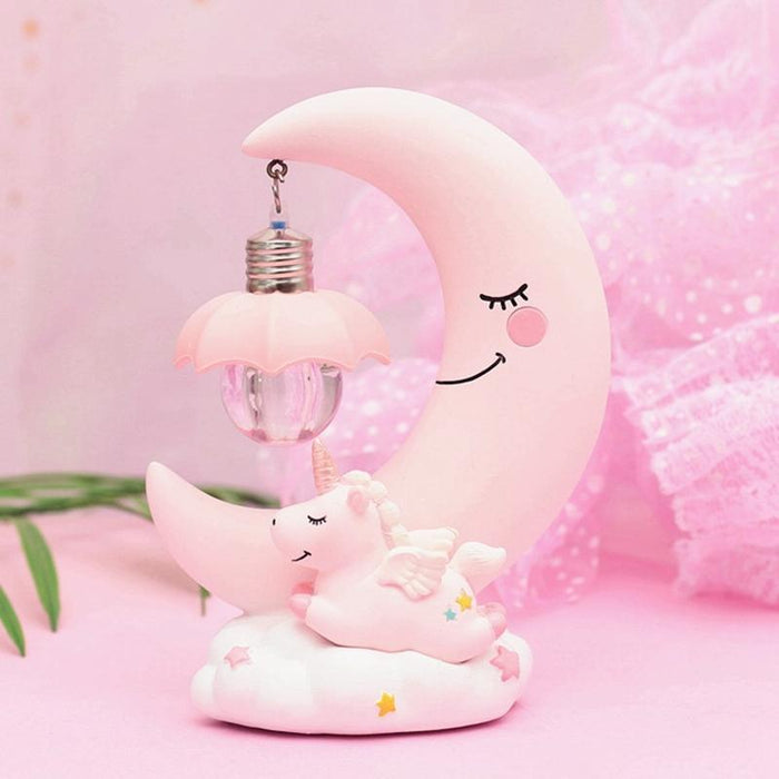 Cartoon Moon Resin Night Lamp Romantic Bedroom Decor For Kids Birthday Or Xmas Gift