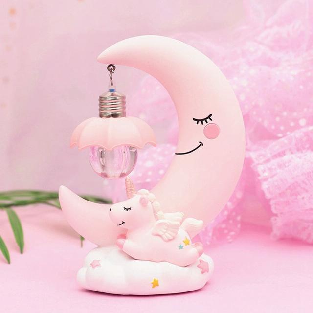 Cartoon Moon Resin Night Lamp Romantic Bedroom Decor For Kids Birthday Or Xmas Gift