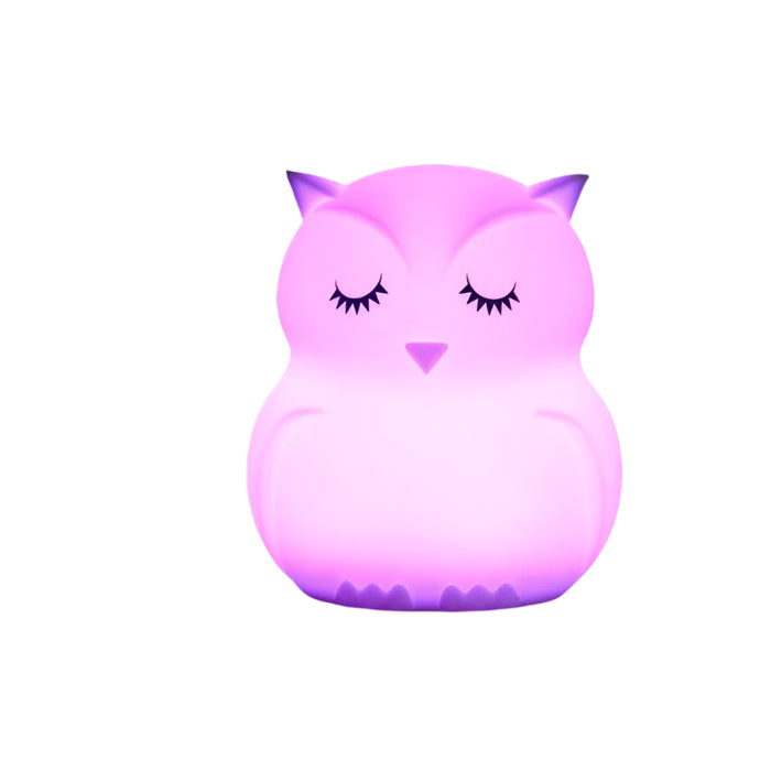 Colourful Owl Cartoon Led Night Light Usb Charging Creative Silicone Toy Lamp For Kids' Bedroom Decor