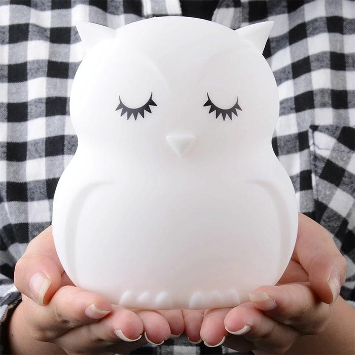 Colourful Owl Cartoon Led Night Light Usb Charging Creative Silicone Toy Lamp For Kids' Bedroom Decor