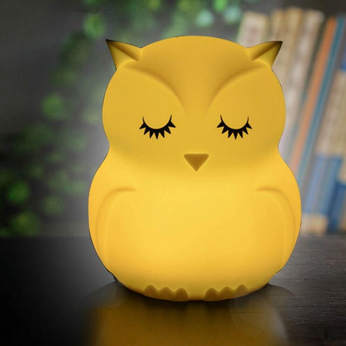 Colourful Owl Cartoon Led Night Light Usb Charging Creative Silicone Toy Lamp For Kids' Bedroom Decor