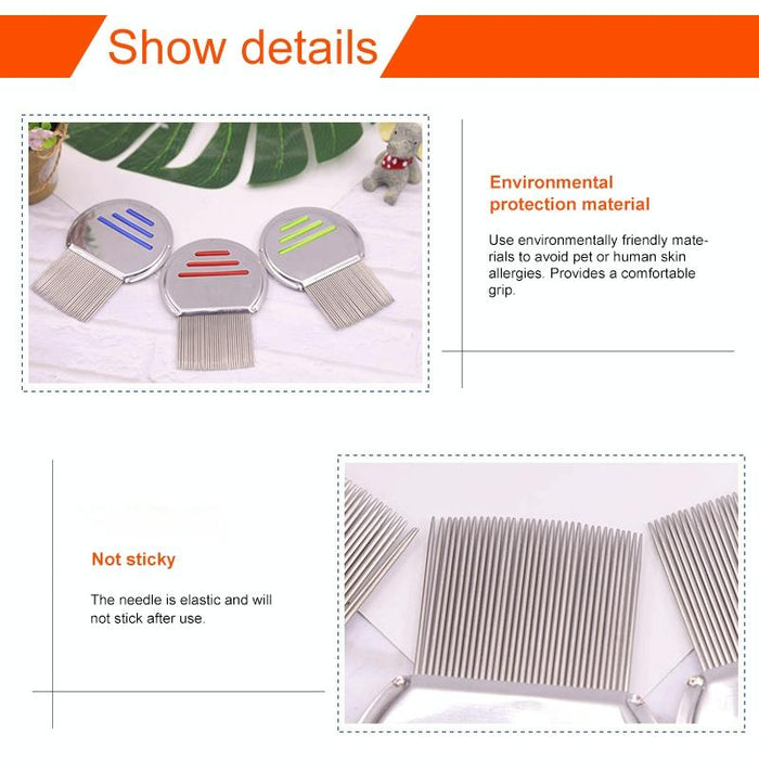 Stainless Steel Dog Flea Comb Needle Threaded