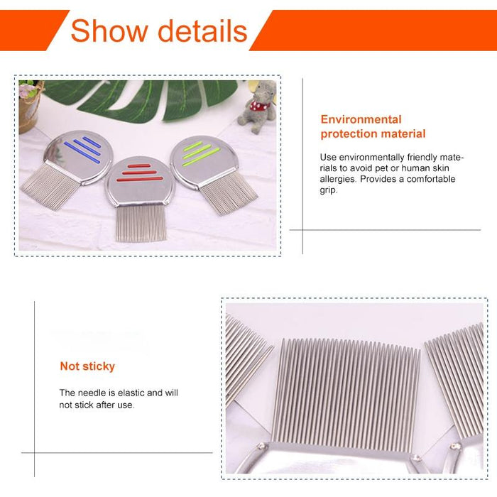 Stainless Steel Dog Flea Comb Needle Threaded