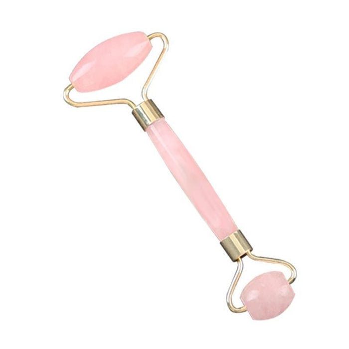 Rose Quartz Jade Stone Massage Roller Anti Cellulite & Wrinkle Tool Pink