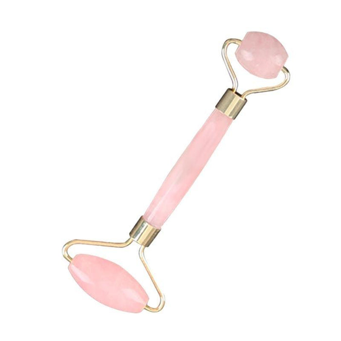 Rose Quartz Jade Stone Massage Roller Anti Cellulite & Wrinkle Tool Pink