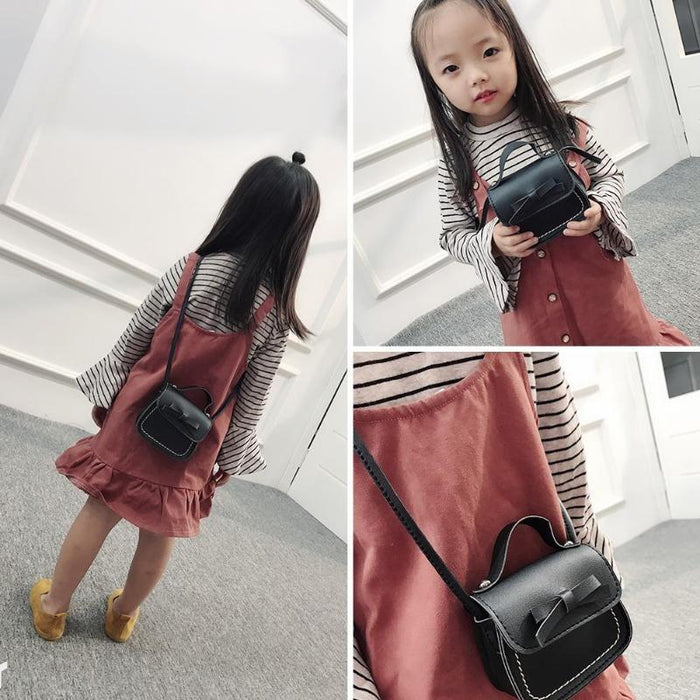 Mini Bowknot Pu Leather Baby Girls Messenger Bag