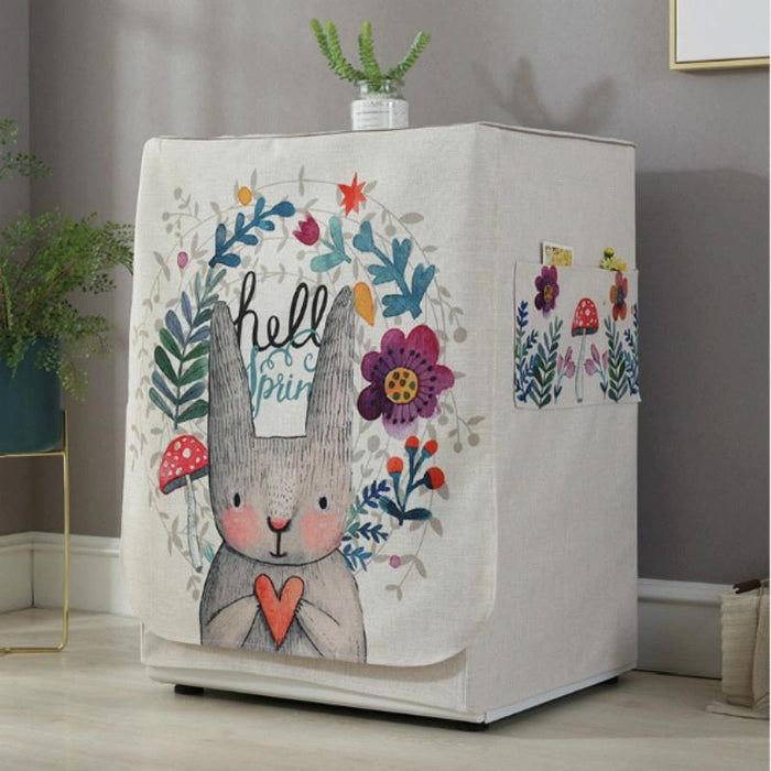 Cartoon Cotton And Linen Drum Roller Washing Machine Dust Cover - Size 83X60X60Cm