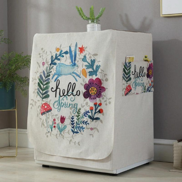Cartoon Cotton And Linen Drum Roller Washing Machine Dust Cover - Size 83X60X60Cm