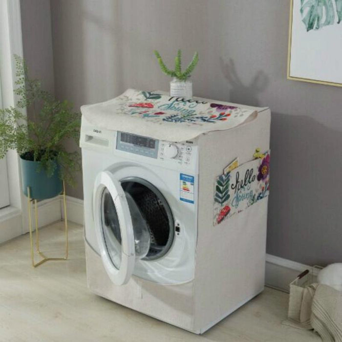 Cartoon Cotton And Linen Drum Roller Washing Machine Dust Cover - Size 83X60X60Cm