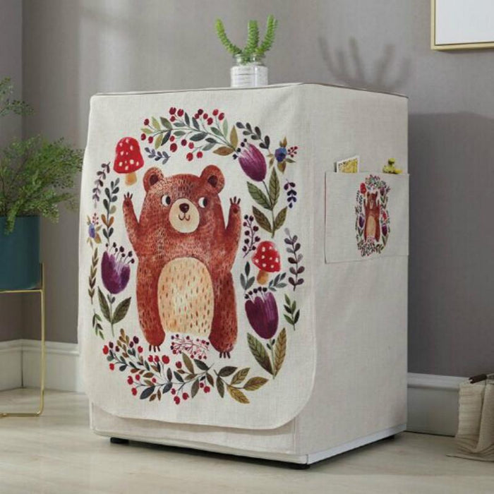 Cartoon Cotton And Linen Drum Roller Washing Machine Dust Cover - Size 83X60X60Cm