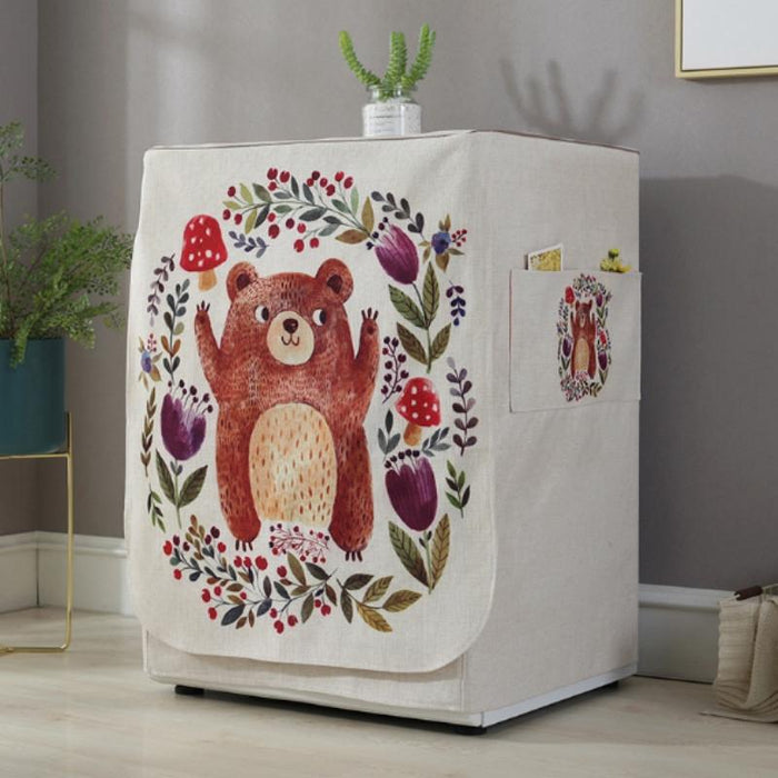 Cartoon Cotton And Linen Drum Roller Washing Machine Dust Cover - Size 83X60X60Cm