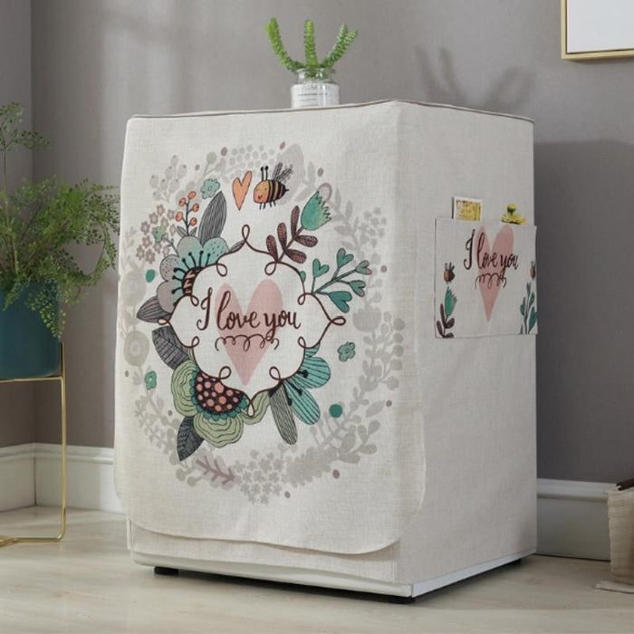 Cartoon Cotton And Linen Drum Roller Washing Machine Dust Cover - Size 83X60X60Cm