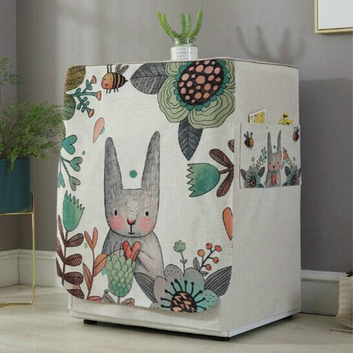 Cartoon Cotton And Linen Drum Roller Washing Machine Dust Cover - Size 83X60X60Cm