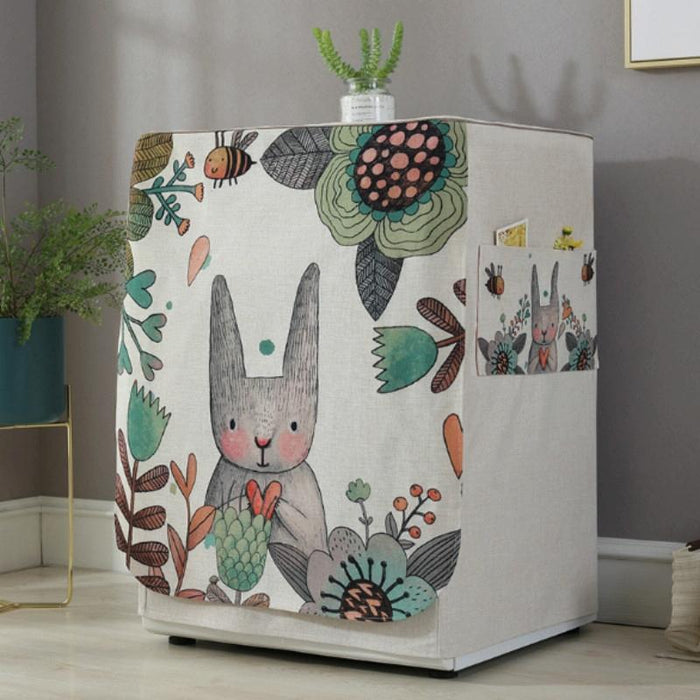 Cartoon Cotton And Linen Drum Roller Washing Machine Dust Cover - Size 83X60X60Cm