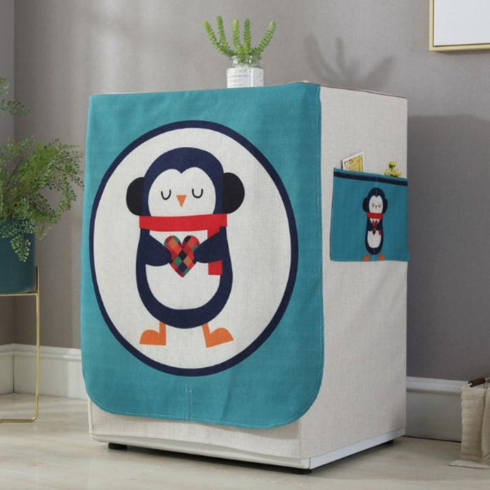 Cartoon Cotton And Linen Drum Roller Washing Machine Dust Cover - Size 83X60X60Cm