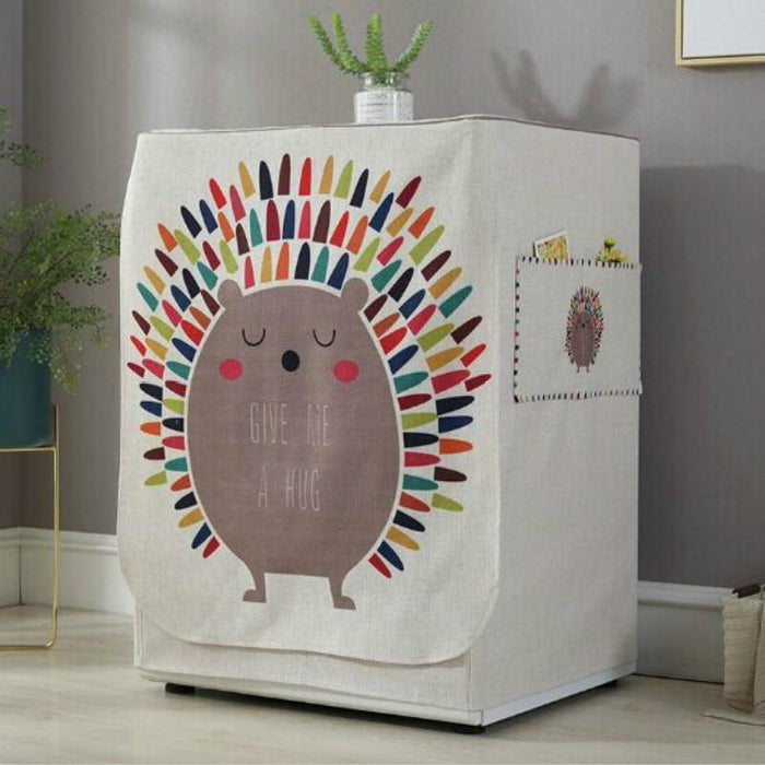 Cartoon Cotton And Linen Drum Roller Washing Machine Dust Cover - Size 83X60X60Cm