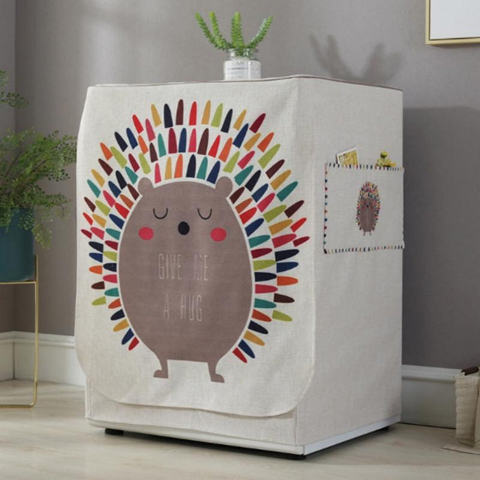 Cartoon Cotton And Linen Drum Roller Washing Machine Dust Cover - Size 83X60X60Cm