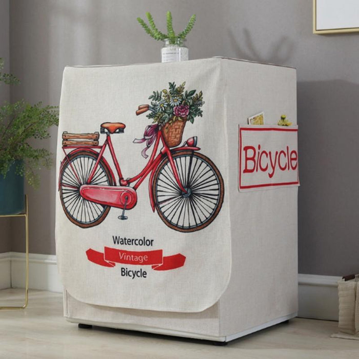 Cartoon Cotton And Linen Drum Roller Washing Machine Dust Cover - Size 83X60X60Cm
