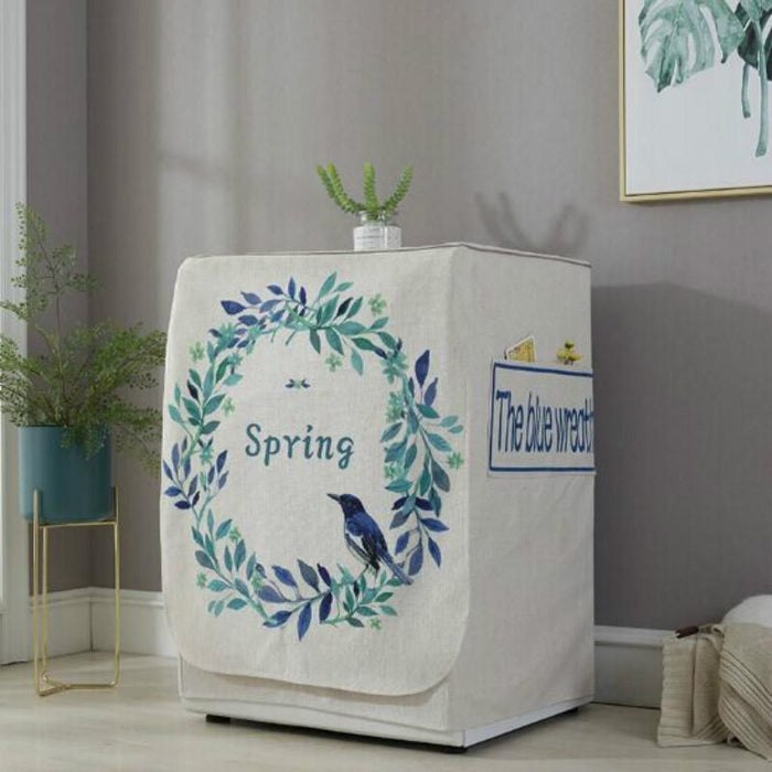 Cartoon Cotton And Linen Drum Roller Washing Machine Dust Cover - Size 83X60X60Cm