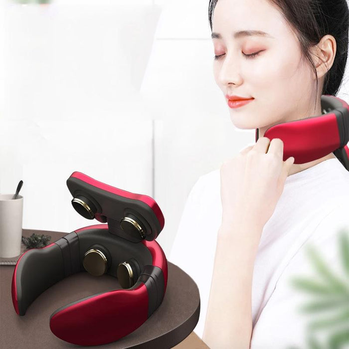 4-Head Neck Massager With Pulse Technology Red