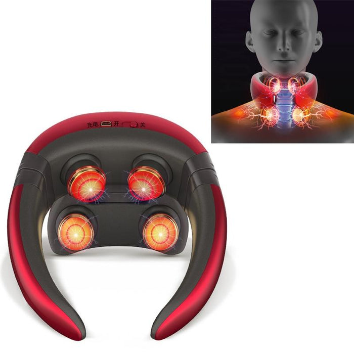 4-Head Neck Massager With Pulse Technology Red