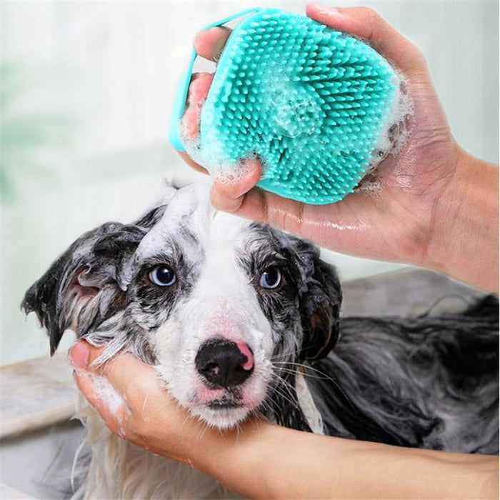 Dog Bath Massage Brush With Glove Random Colour