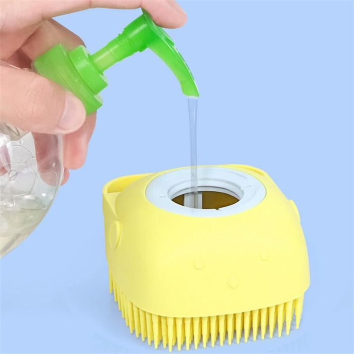 Dog Bath Massage Brush With Glove Random Colour