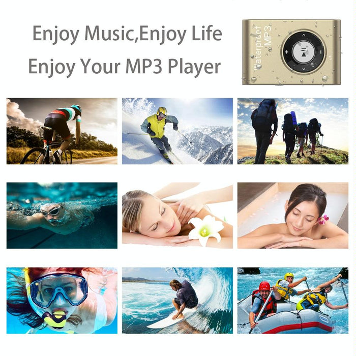 Waterproof Mp3 Player For Swimming & Diving 8Gb Memory Fm Radio Clip & Earphones