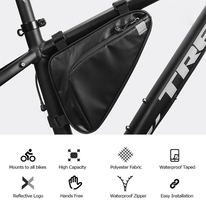 1.5L Black Triangle Bike Bag Durable Wax Polyester